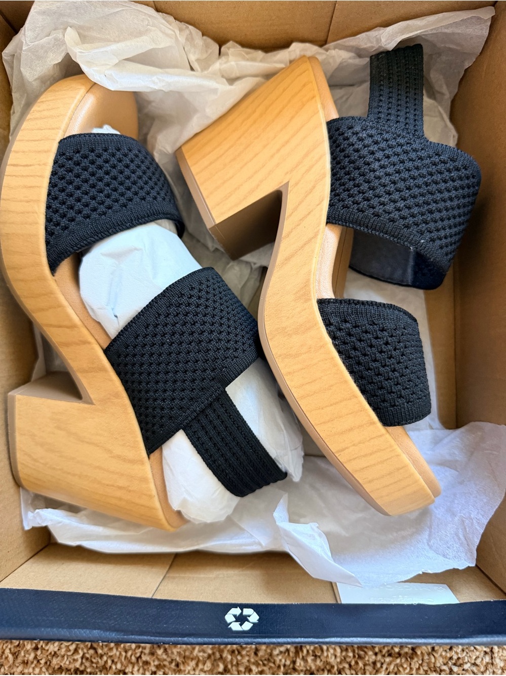 Black Dr. Scolls Knit Platform Sandals with Wooden Heel - Women.

Never worn